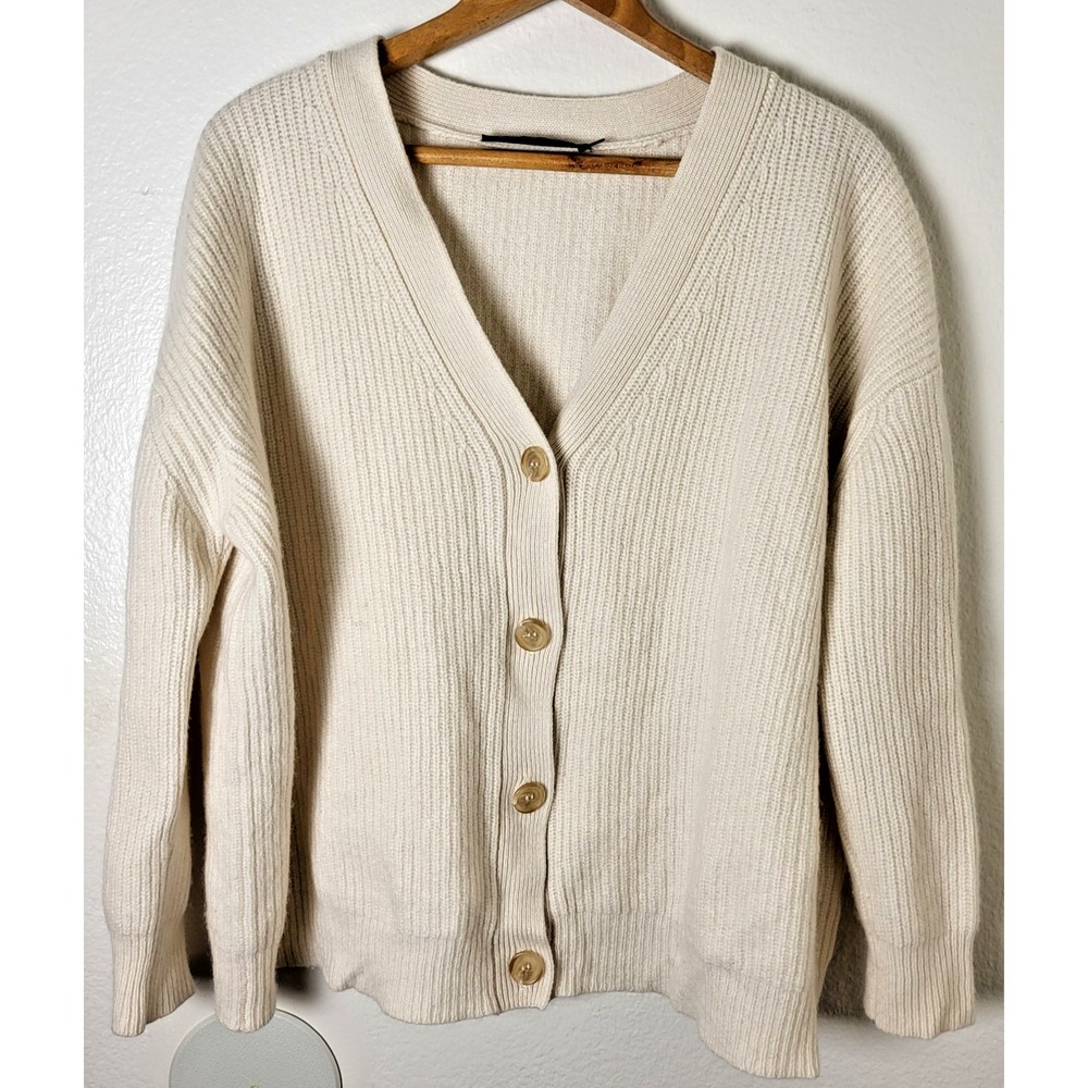 Jenni Kayne 100% Cashmere Cocoon Cropped Cardigan Sweater Sz S Ivory Soft Luxury